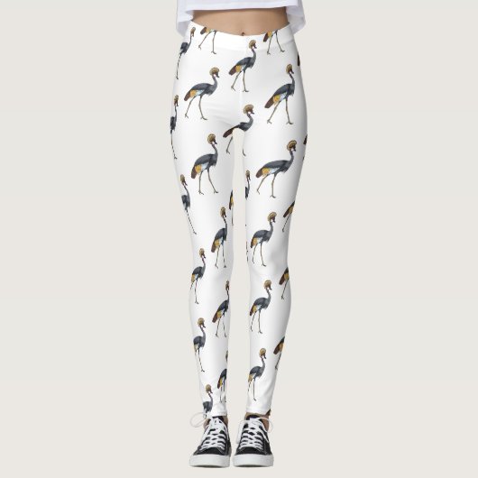 Grauwe kraanvogel cartoon illustratie leggings (Voorkant)
