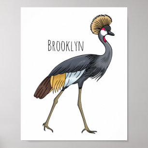Grauwe kraanvogel cartoon illustratie poster