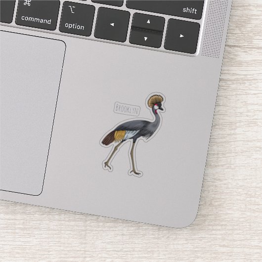 Grauwe kraanvogel cartoon illustratie sticker (Detail)