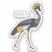 Grauwe kraanvogel cartoon illustratie sticker (Voorkant)