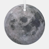 Grauwe maanfoto glas ornament (Achterkant)
