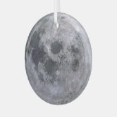 Grauwe maanfoto glas ornament (Voorkant links)