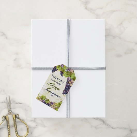 Grauwe mediterrane wijntuin Dank u Cadeaulabel (Met Touw)