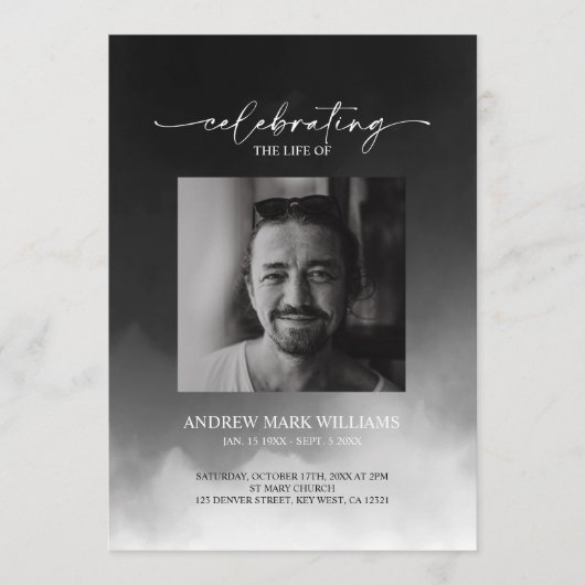Grauwe Mist Memorial Funeral Order of Service Programma (Voorkant)