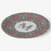 Grauwe Noordse Snowflake Winter Monogram Patroon Papieren Bordje (Gekanteld)