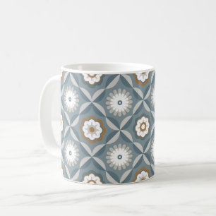 Grauwe retro bloemen koffiemok