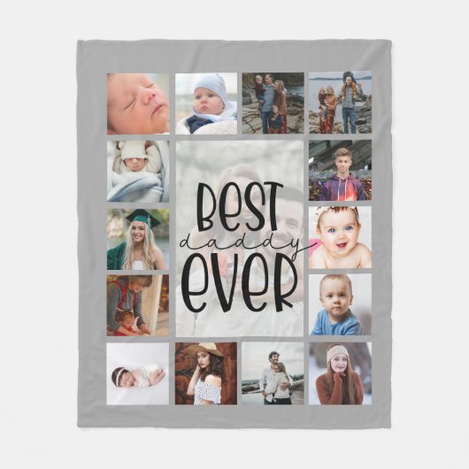 Grauwe vaders dagfoto collage Fleece Blanket (Voorkant)