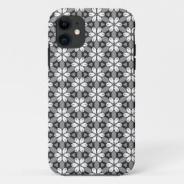 Grauwe, zwarte en witte Floral iPhone 11 Hoesje