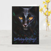 Grave Chat noir Whimsical Pun Carte d'anniversaire (Fleur jaune)