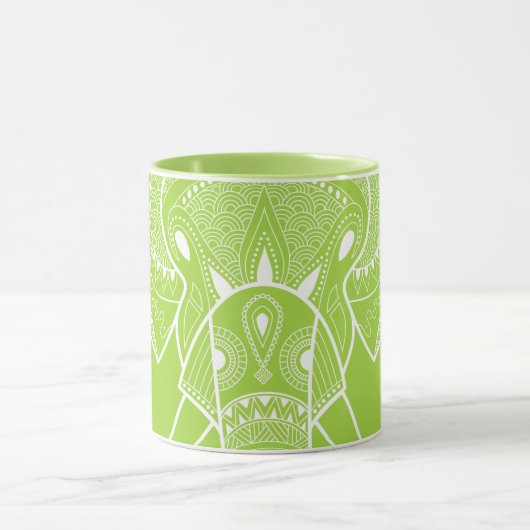 Grave éléphant vert - Mug de combo de 10 oz (Centre)