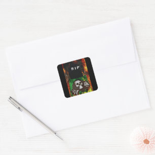 Grave in brand vierkante sticker