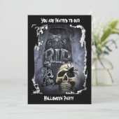 Grave Marker and Skull Invitation Kaart (Staand voorkant)