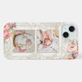 Gravé rose Aquarelle Girly Floral à deux photos (Verso Horizontal)