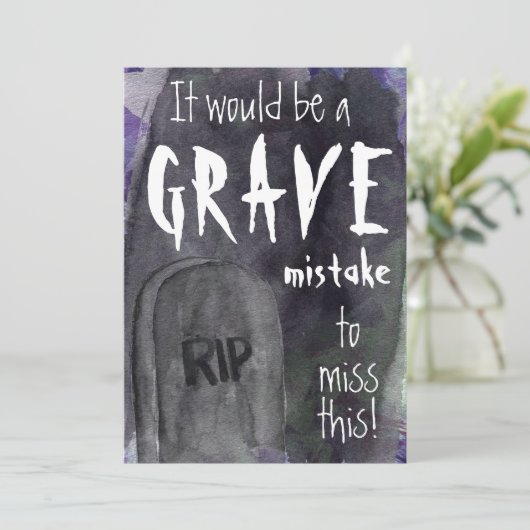 Grave Waterverf Halloween Uitnodiging (Staand voorkant)