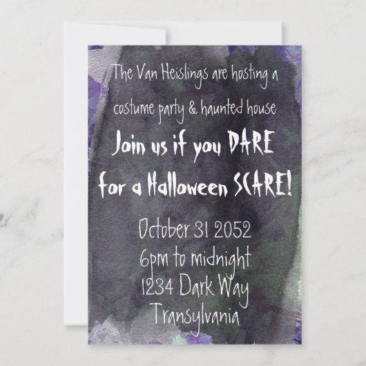 Grave Waterverf Halloween Uitnodiging (Achterkant)