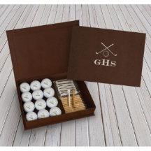 Graved Display Box met monogrammed Golf Balls