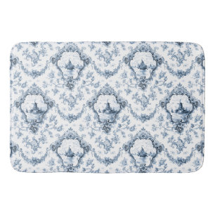 Graved Floral Toile w/Windmill & Boats-Blue Badmat