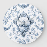 Graved Floral Toile w/Windmill & Boats-Blue