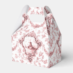 Graved Floral Toile w/Windmill & Boats-roze Bedankdoosjes