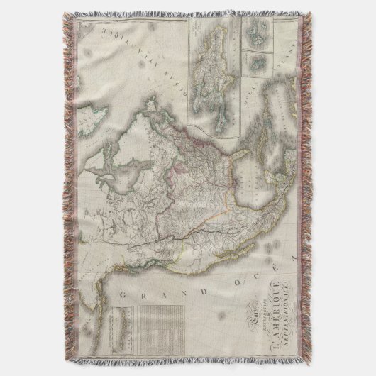 Graved Map of North America Deken (Voorkant Verticaal)