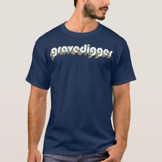 Gravedigger Retro Rainbow Typografie Vervaagd Stij T-shirt