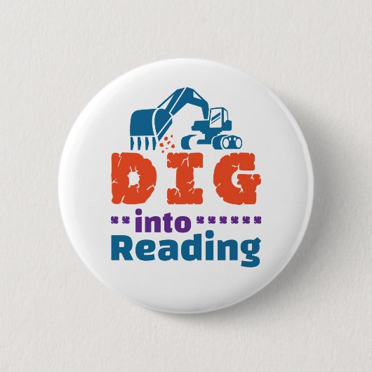 Graven in Reading Teacher Bibliotheek Ronde Button 5,7 Cm (Voorkant)