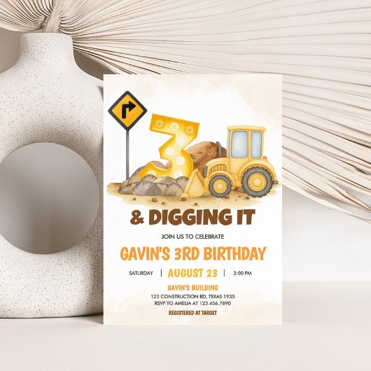 Graven IT Bouwwagen 3e Verjaardagsfeest Kaart