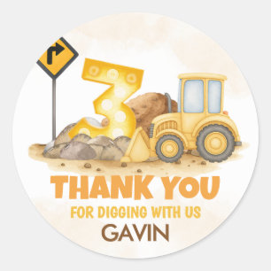 Graven IT Bouwwagen 3e Verjaardagsfeest Ronde Sticker