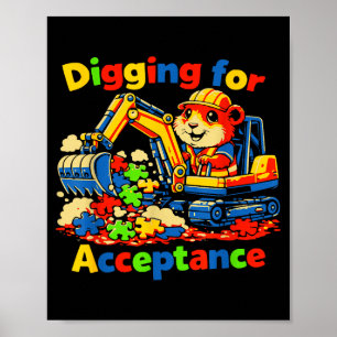 Graven naar acceptatie autisme bewustzijn schattig poster