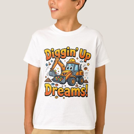 Graven van Dromen Leuk Graafmachine T-Shirt | Kind (Voorkant)