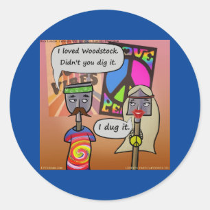 Graven Woodstock Grappige Rick Londen Strip Ronde Sticker