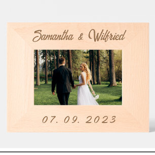Gravés Cadres en bois personnalisés date de mariage nom s