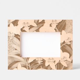 Gravés Cadres photo en bois avec design d'orchidées gravé