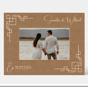 Gravés Cadres photo en bois personnalisés pour couple géo