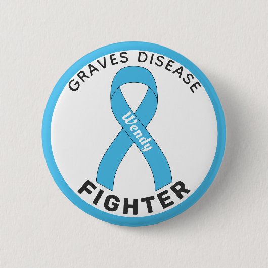 Graves Disease Fighter Ribbon White Button (Voorkant)
