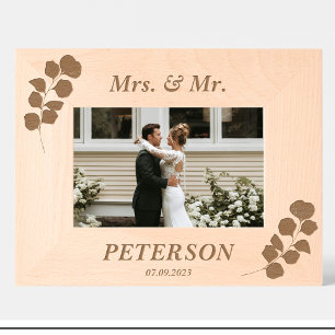 Gravés Fleurs de mariage simples cadres photo en bois per