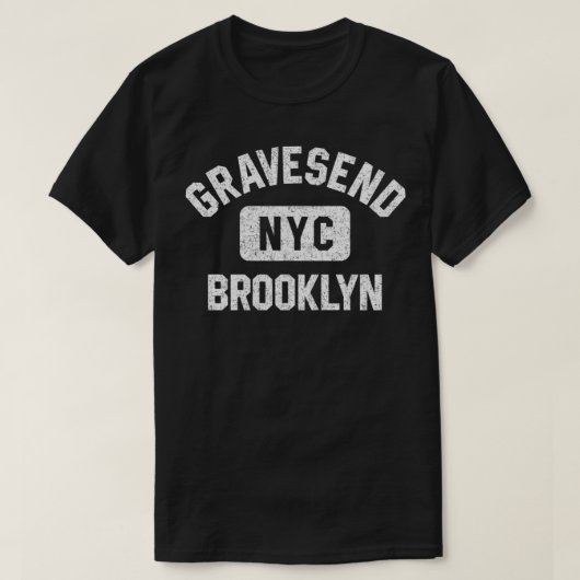 Gravesend Brooklyn NYC Gym Style Distressed White T-shirt (Design voorkant)