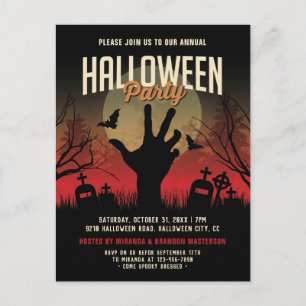  Graveyard en Moon Halloween Party Briefkaart