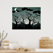 Graveyard gothique tombes arbres Poster (Cuisine)