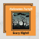 Graveyard Halloween Party Invitation orange (Devant / Derrière)