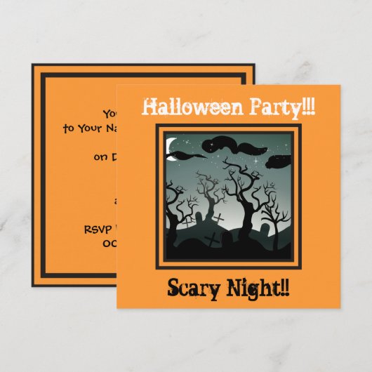 Graveyard Halloween Party Invitation orange (Devant / Derrière)
