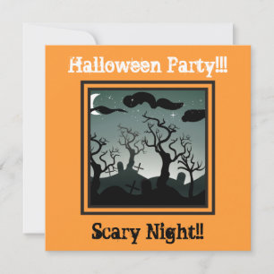 Graveyard Halloween Party Invitation orange