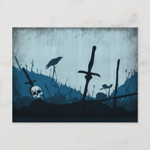 Graveyard met Skulls en Ravens Briefkaart
