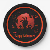 Graveyard Moon Halloween Papieren Bordje (Voorkant)