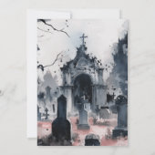 Graveyard setting Sun Bats Halloween Party Kaart (Achterkant)