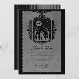 Graveyard Vows Black & Grey Gothic Wedding RSVP Kaart