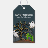 Graveyard Zombie en Geesten Schattige Halloween Cadeaulabel (Voorkant)
