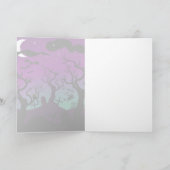 Graveyard zwart, paarse, turquoise Halloween Kaart (Binnen)