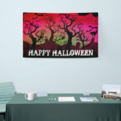 Graveyard zwart, rood, olijfgroen Halloween Spandoek (Beurs)