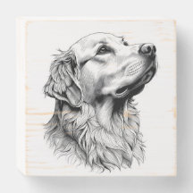 Gravure de Golden Retriever vintage sur bois pour